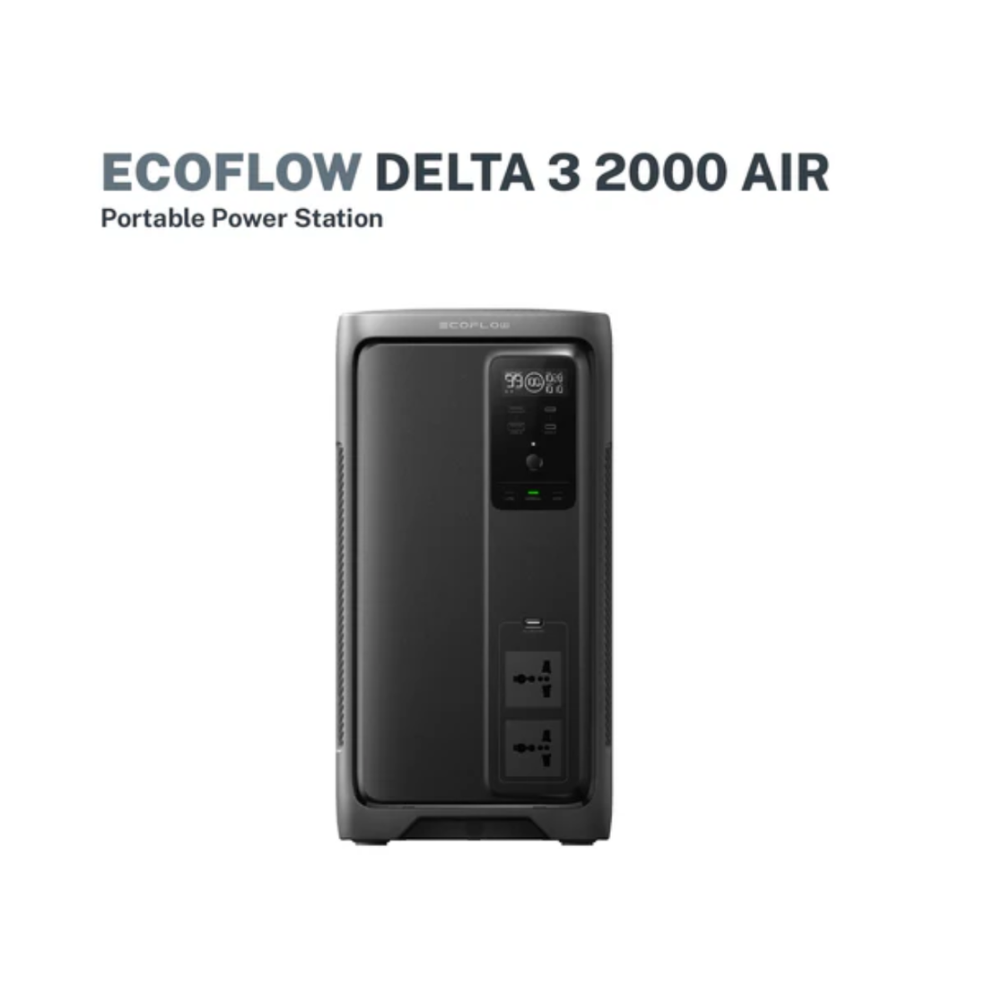 EcoFlow Delta 3 2000 Air Portable Power Station with multiple output ports and LED display