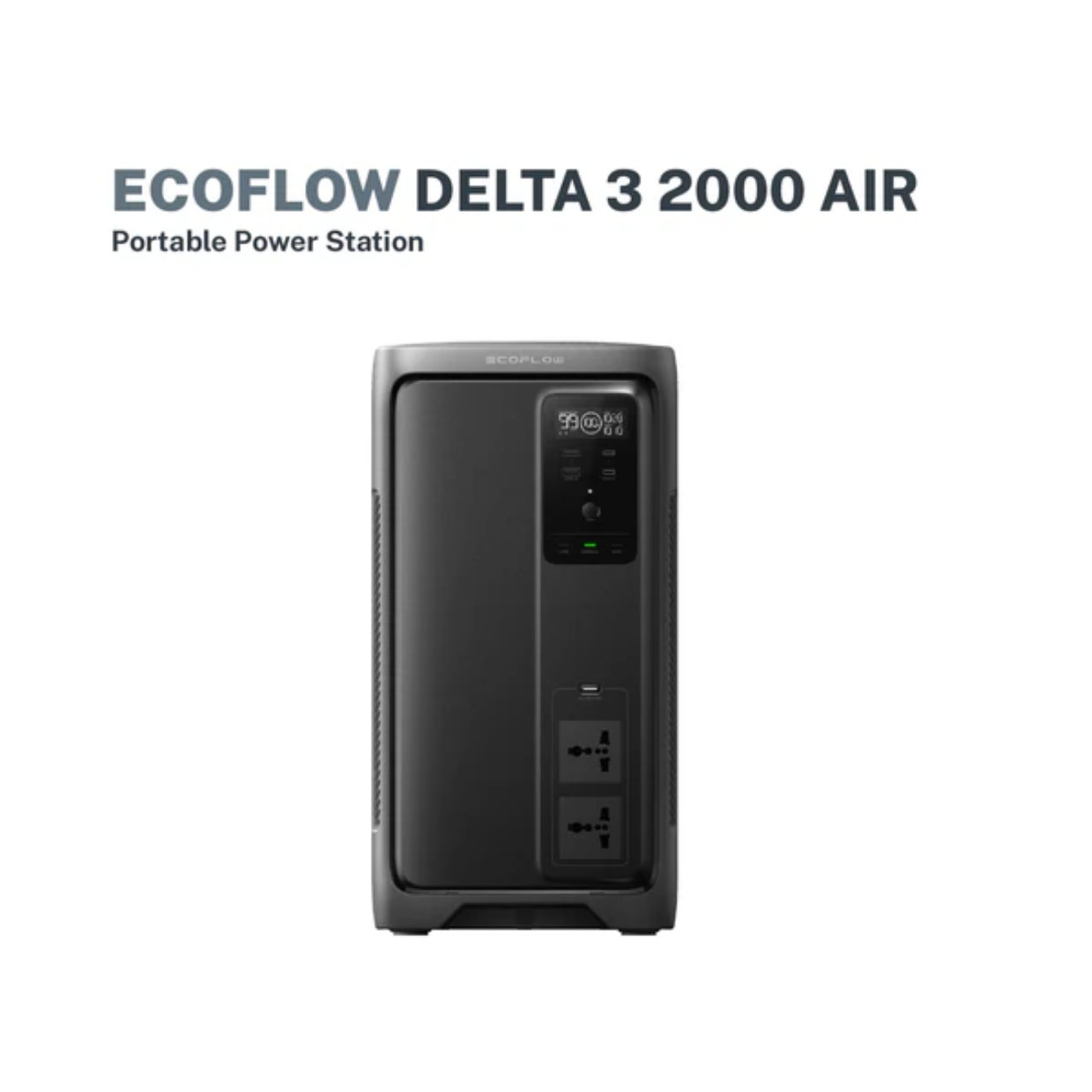 EcoFlow Delta 3 2000 Air Portable Power Station with multiple output ports and LED display