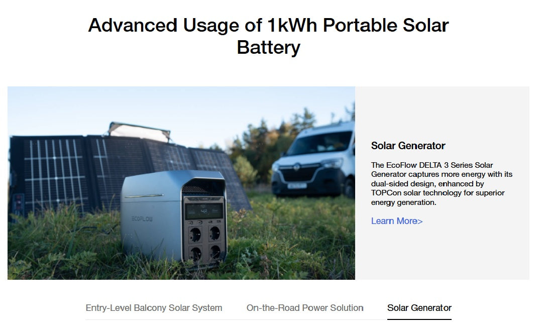 DELTA 3 Portable Power Station set up outdoors with portable solar panels in a grassy area