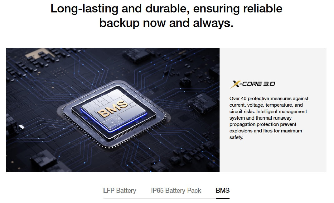 Detailed close-up of BMS chip on circuit board highlighting safety features of DELTA 3 Portable Power Station