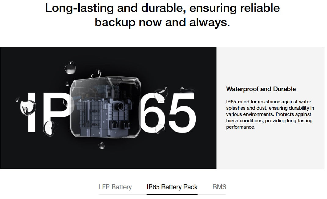 VMIDirect DELTA 3 Portable Power Station showing IP65 waterproof and durable battery pack for reliable backup