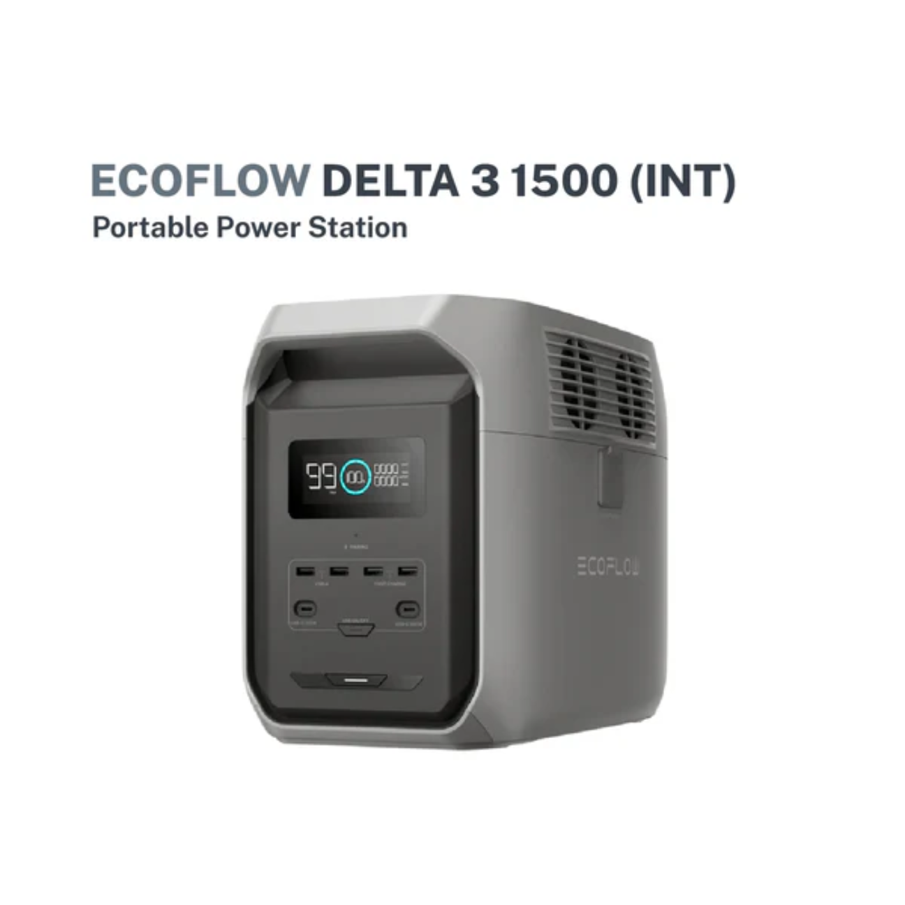 EcoFlow Delta 3 1500 Portable Power Station with digital display and multiple charging ports