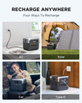 VMIDirect Portable Power Station with AC, Solar, Car, and Type-C recharging options for versatile use