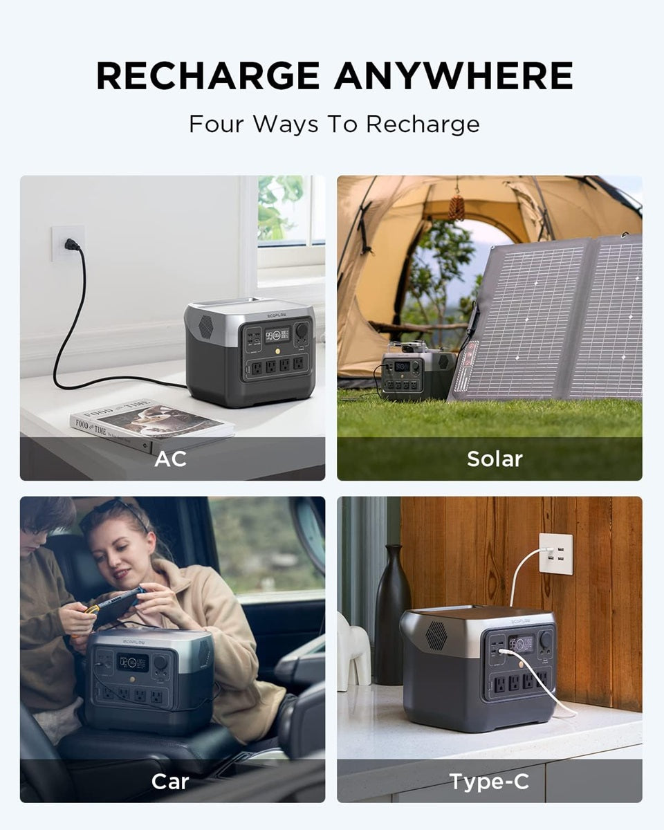 VMIDirect Portable Power Station with AC, Solar, Car, and Type-C recharging options for versatile use