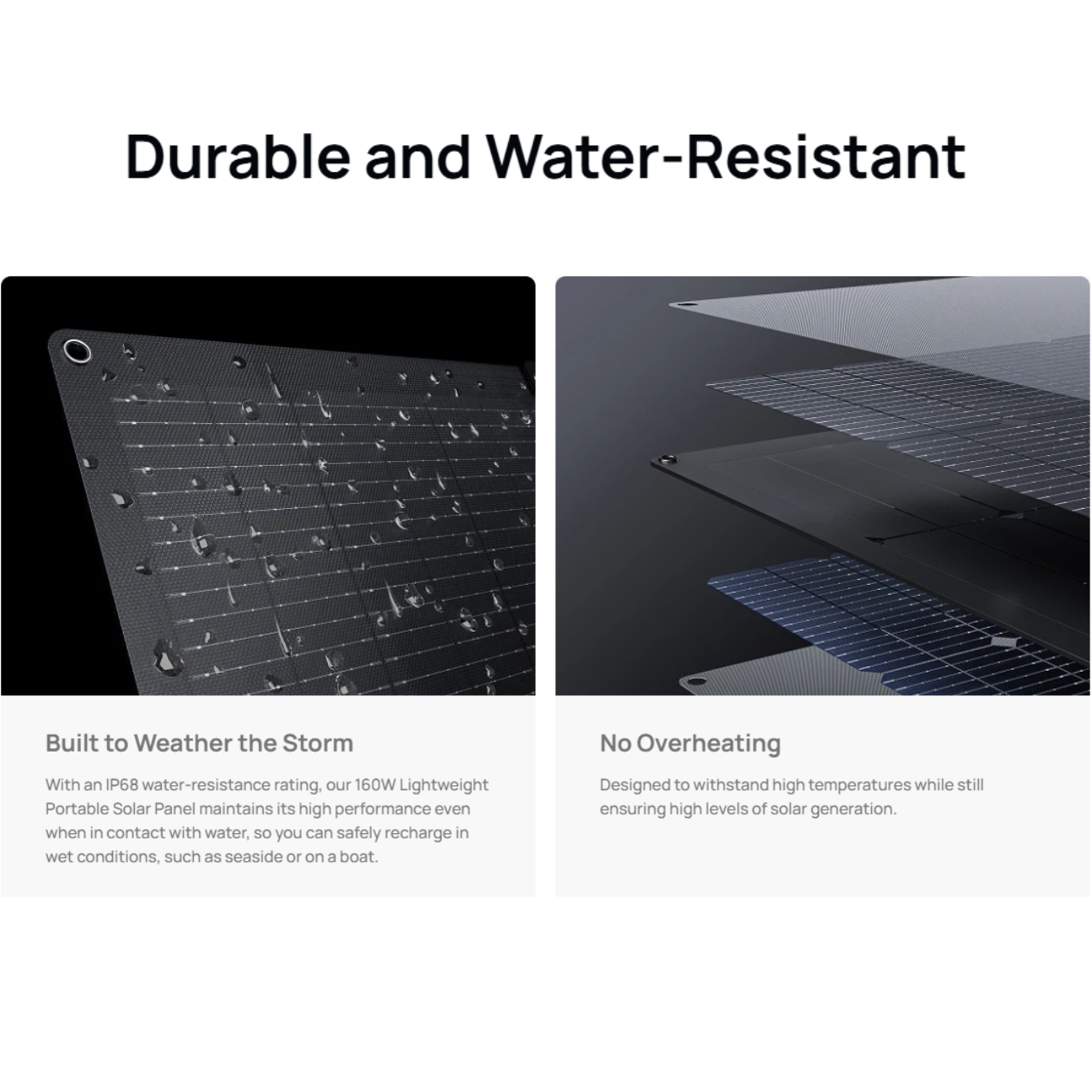 VMIDirect 160W Lightweight Portable Solar Panel with water-resistant design for outdoor use