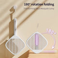 Electric Mosquito Swatter Racket with 180 degree rotation folding for easy storage and mosquito lamp function