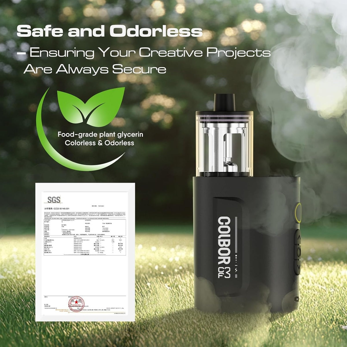Fog machine smoke machine producing safe, odorless fog with food-grade glycerin for creative projects