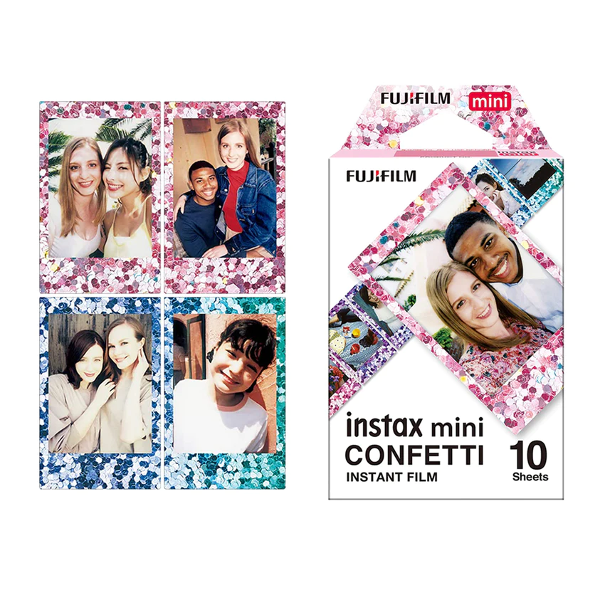 FujiFilm INSTAX MINI FILM in confetti design with 10 sheets for vibrant photo prints