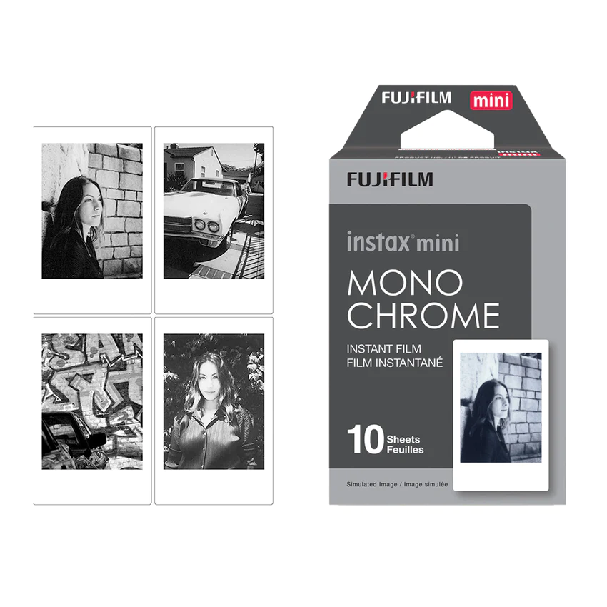 FUJIFILM INSTAX MINI FILM Mono Chrome with 10 sheets for instant black and white photography