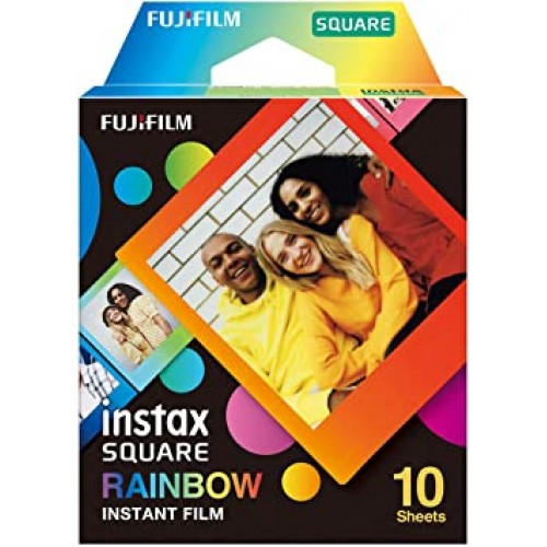 Fuji Instax Mini Film Rainbow Pack with 10 colorful sheets for instant photo fun