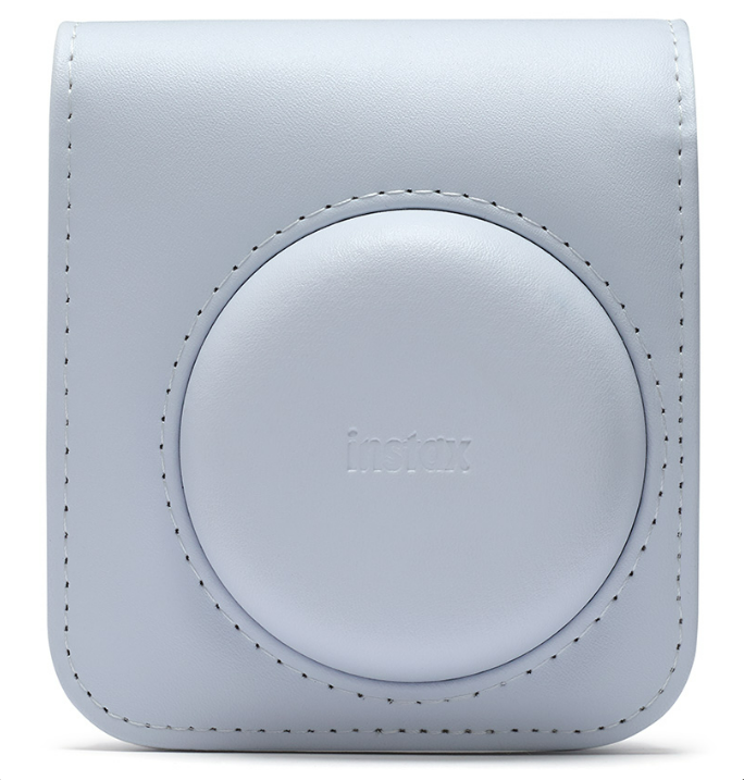 Leather Bag For FUJIFILM Instax Mini 11 Mini 12 in light blue, designed for stylish camera protection.