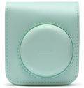 Stylish mint green leather bag for FUJIFILM Instax Mini 11 Mini 12 with circular design feature