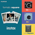 Fujifilm Instax Square Glossy Film 20 Sheets showcasing stylish instant photo styles and compatible cameras