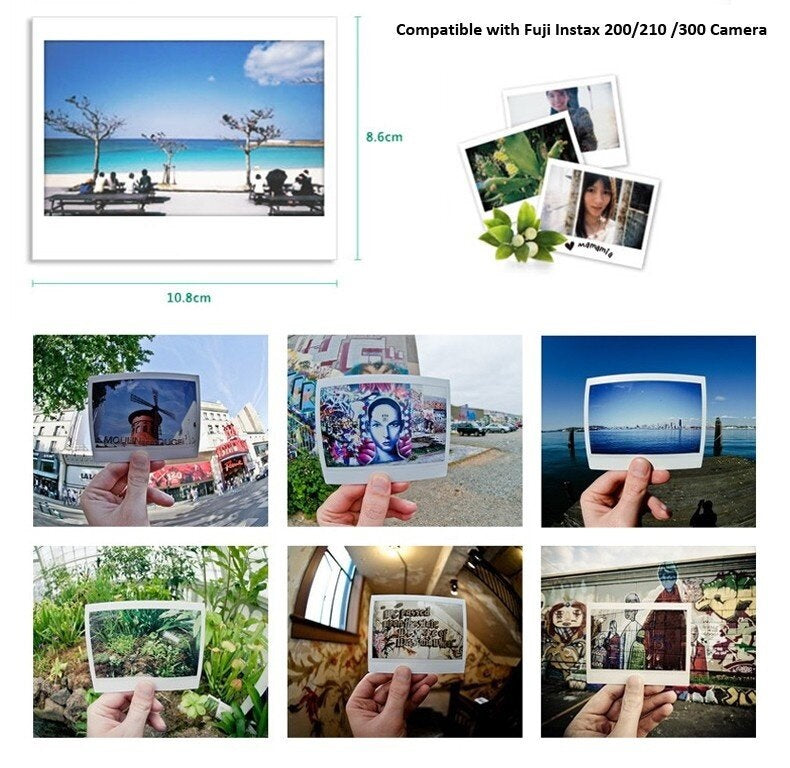 Fujifilm Instax Wide Glossy Film 10 20 Sheets in use with vibrant images and compatible with Fuji Instax 200 210 300 cameras