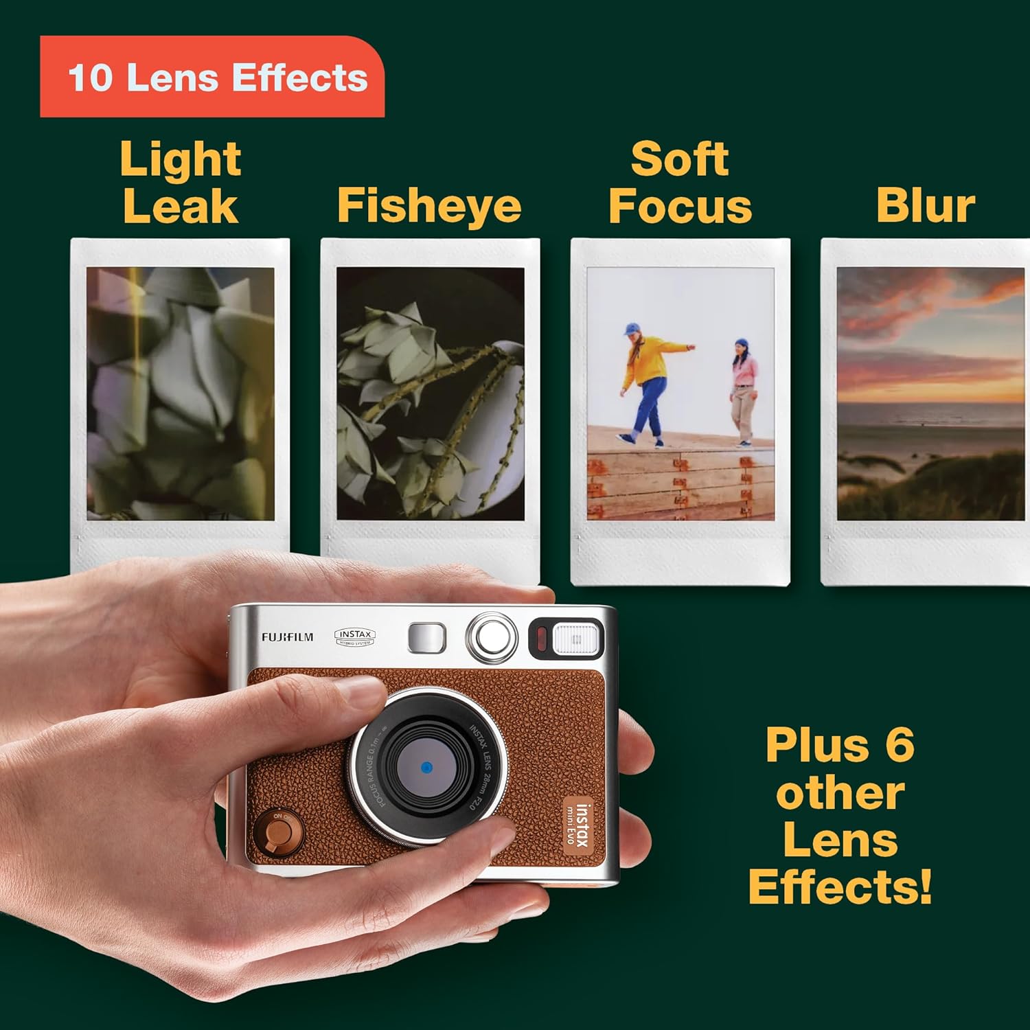 Mini Evo Hybrid Instant Film Camera with 10 Lens Effects for Creative Photography