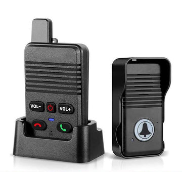 Full Duplex Intercom Doorbell with handset and doorbell button in black