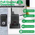 Full Duplex Intercom Doorbell with two-way communication 1000 feet range and rechargeable battery
