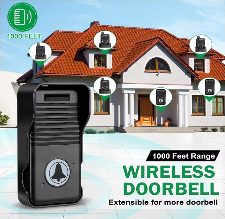 Full Duplex Intercom Doorbell wireless doorbell with 1000 feet range and extensible units