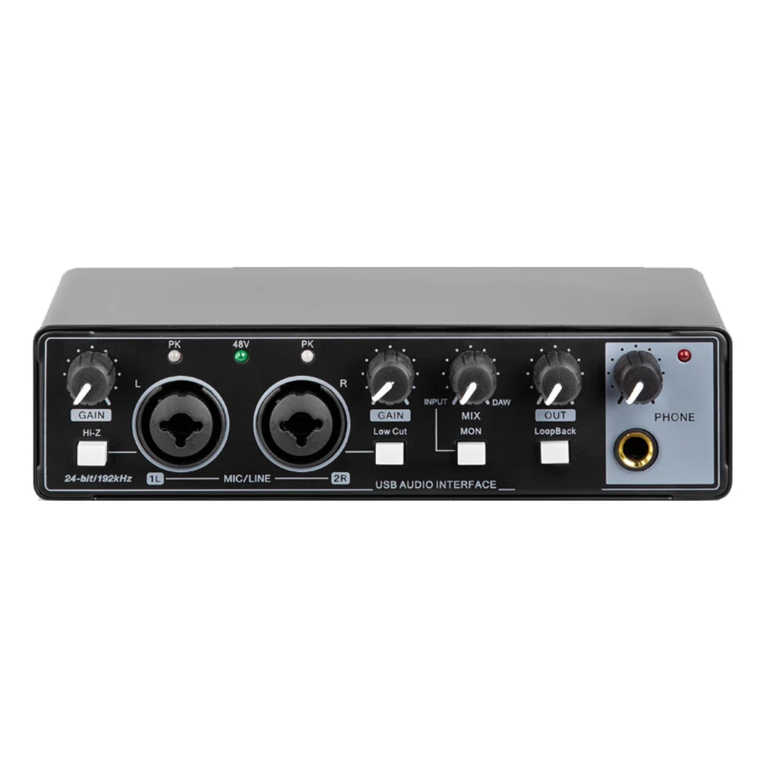 XTUGA M22D Factory OEM Professional Studio Metal Audio Interface 24-bit/192kHz 2 In/2 USB Audio Mixer