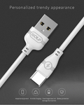 GC-63T Fast Charging Cable in white with USB and TypeC connectors for quick device charging