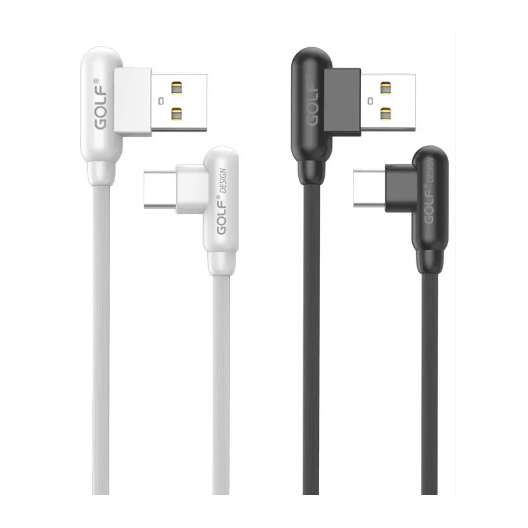 Micro USB Cable Set in White and Black with Right-Angled Connectors for Fast Charging
