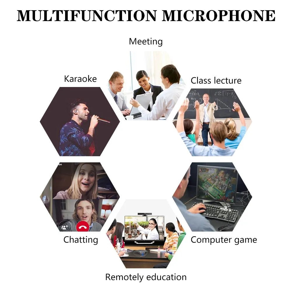 Various uses of gooseneck conference microphone with reverb in meetings, karaoke, and online education