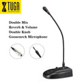 Gooseneck conference microphone with reverb featuring double mix and volume controls