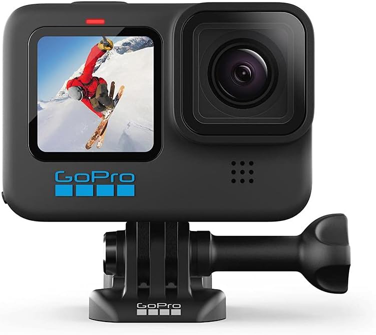 GoPro HERO 10 Black Waterproof Action Camera with Mount, optimized for outdoor adventures and sports photography