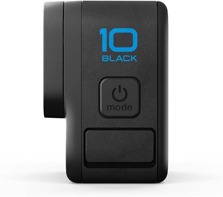 Side view of GoPro HERO 10 Black Waterproof Action Camera with power and mode buttons