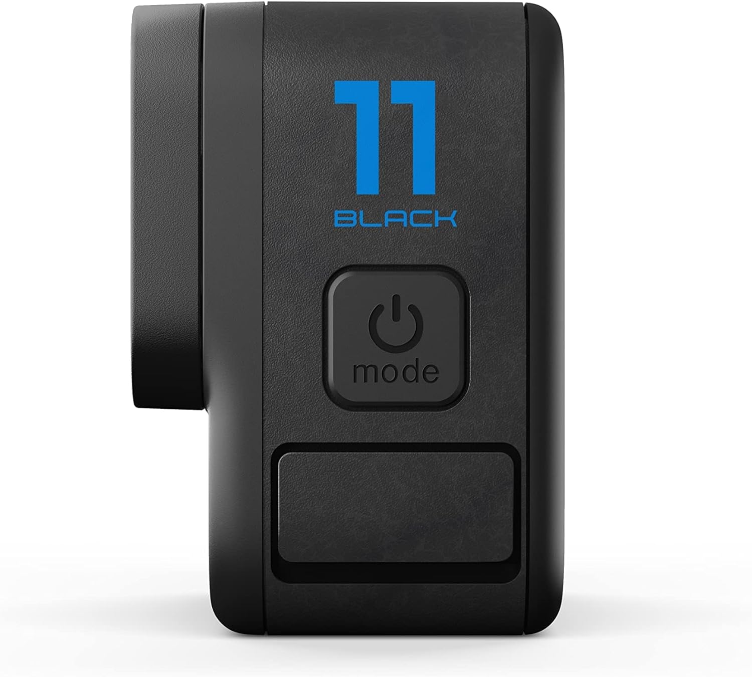 GoPro HERO 11 Black Waterproof Action Camera side view with a power button and sleek design