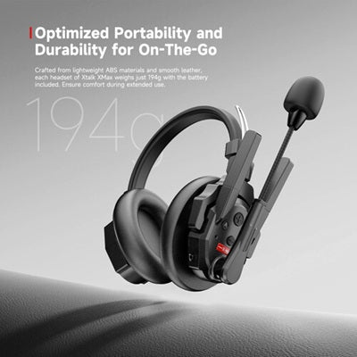 Group communication headset designed for portability and durability for on-the-go use