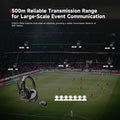 Group communication headset with 500m transmission range for large-scale events