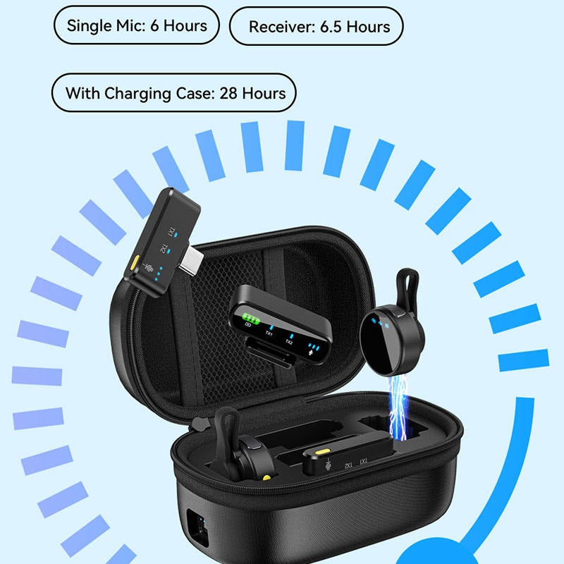 GXCT A100 Wireless Lavalier Microphone with charging case for portable audio recording