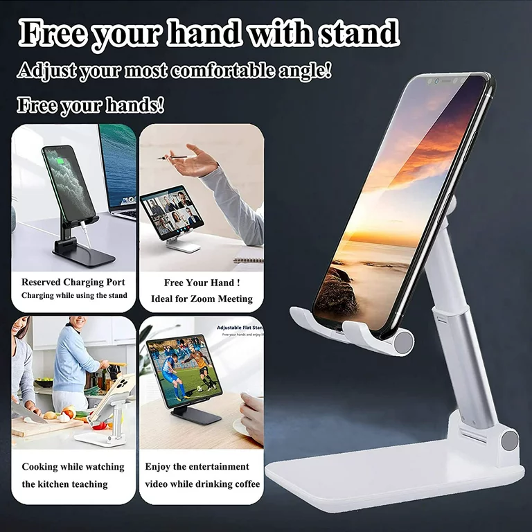 GXCT Aluminum Phone Stand with Adjustable Angle and Reserved Charging Port for Hands-Free Use