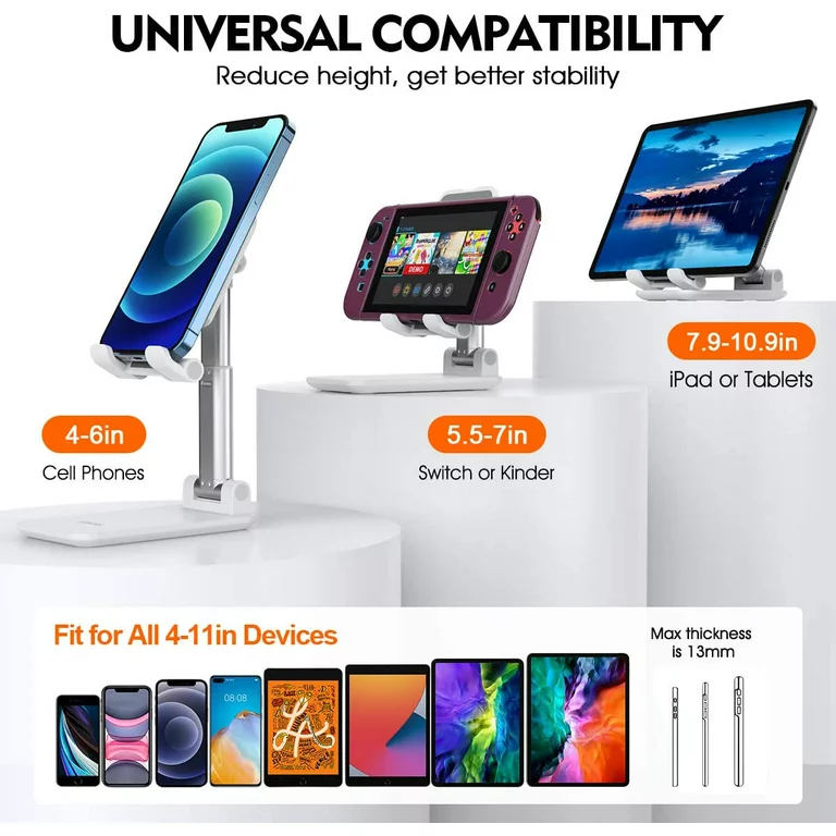 GXCT Aluminum Phone Stand with Adjustable Height and Anti-Slip Design for Stability