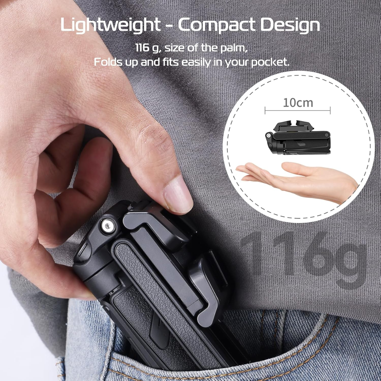 GXCT JJ02 Extendable Grip Phone Tripod with lightweight design easily fits in your pocket for convenience