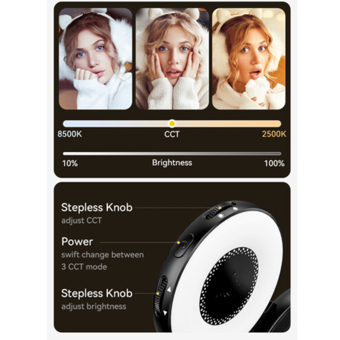 GXCT LM19 Magnetic Selfie Light with adjustable brightness and color temperature for perfect selfies
