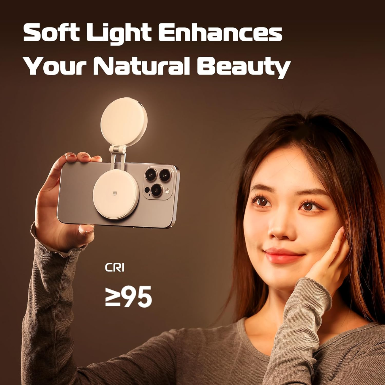 GXCT LM19 Magnetic Selfie Light with soft illumination, enhancing your natural beauty for perfect selfies