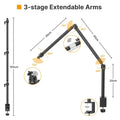 GXCT LS08 Desktop Stand with 3-stage extendable arms for adjustable lighting setups