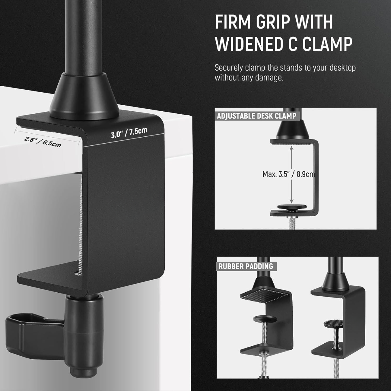 GXCT LS15 Overhead Camera Mount Rig with adjustable C clamp for secure desk attachment