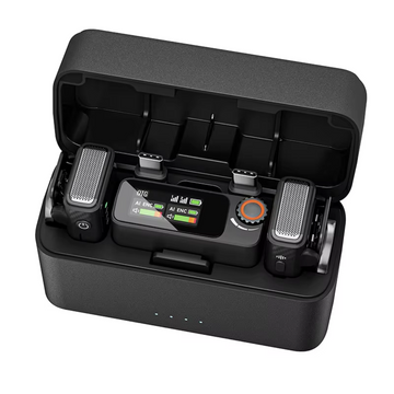 GXCT M15 Wireless Microphone System with two microphones and charging case for clear audio recording