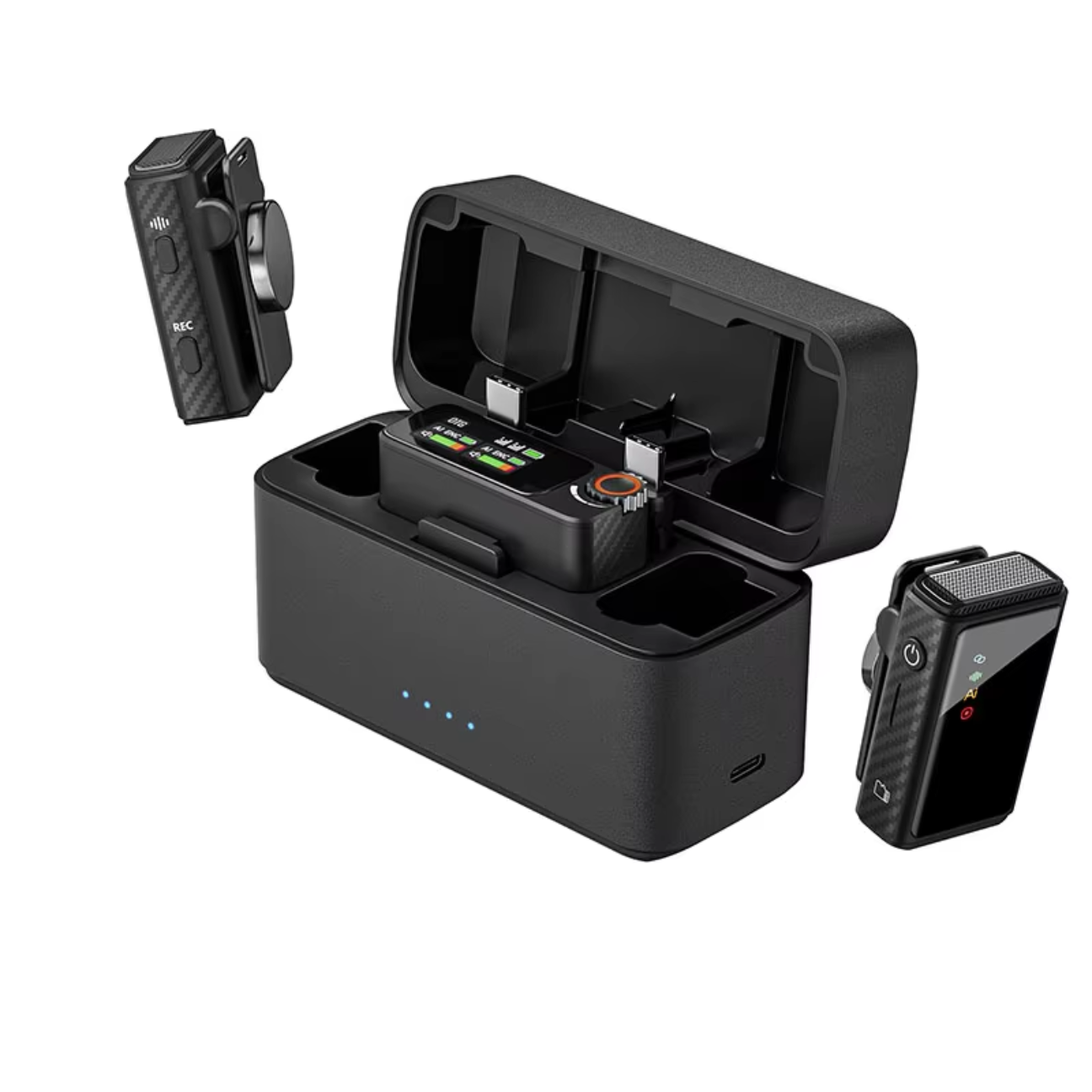 GXCT M15 Wireless Microphone System with Charging Case and Dual Microphone Units for Clear Audio Recording