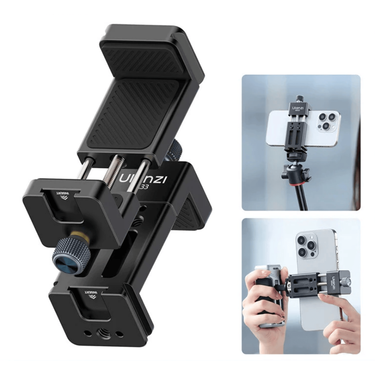 GXCT MA33 Metal Phone Tripod Mount with Adjustable Grip for Smartphones and Tripod Compatibility