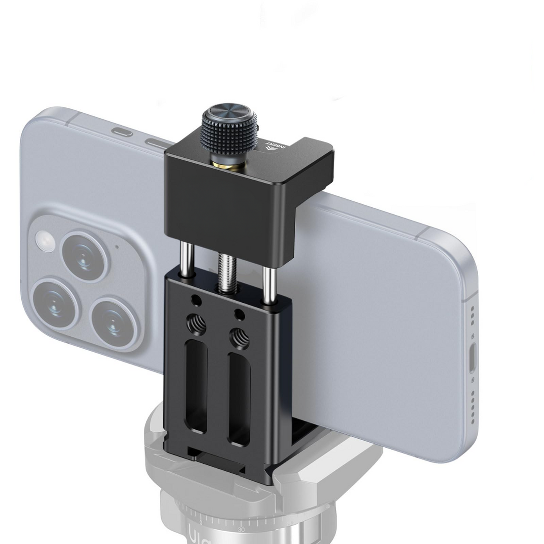 GXCT MA33 Metal Phone Tripod Mount securely holding a smartphone for stable photography
