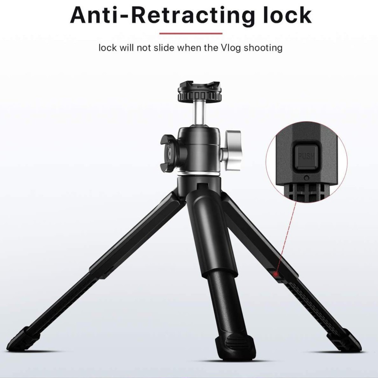 GXCT MT-14 portable tripod stand featuring anti-retracting lock for stable Vlog shooting
