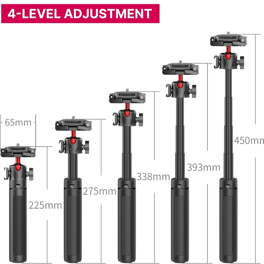GXCT MT-41 Mini Tripod with Adjustable Height for Stable Photos and Videos