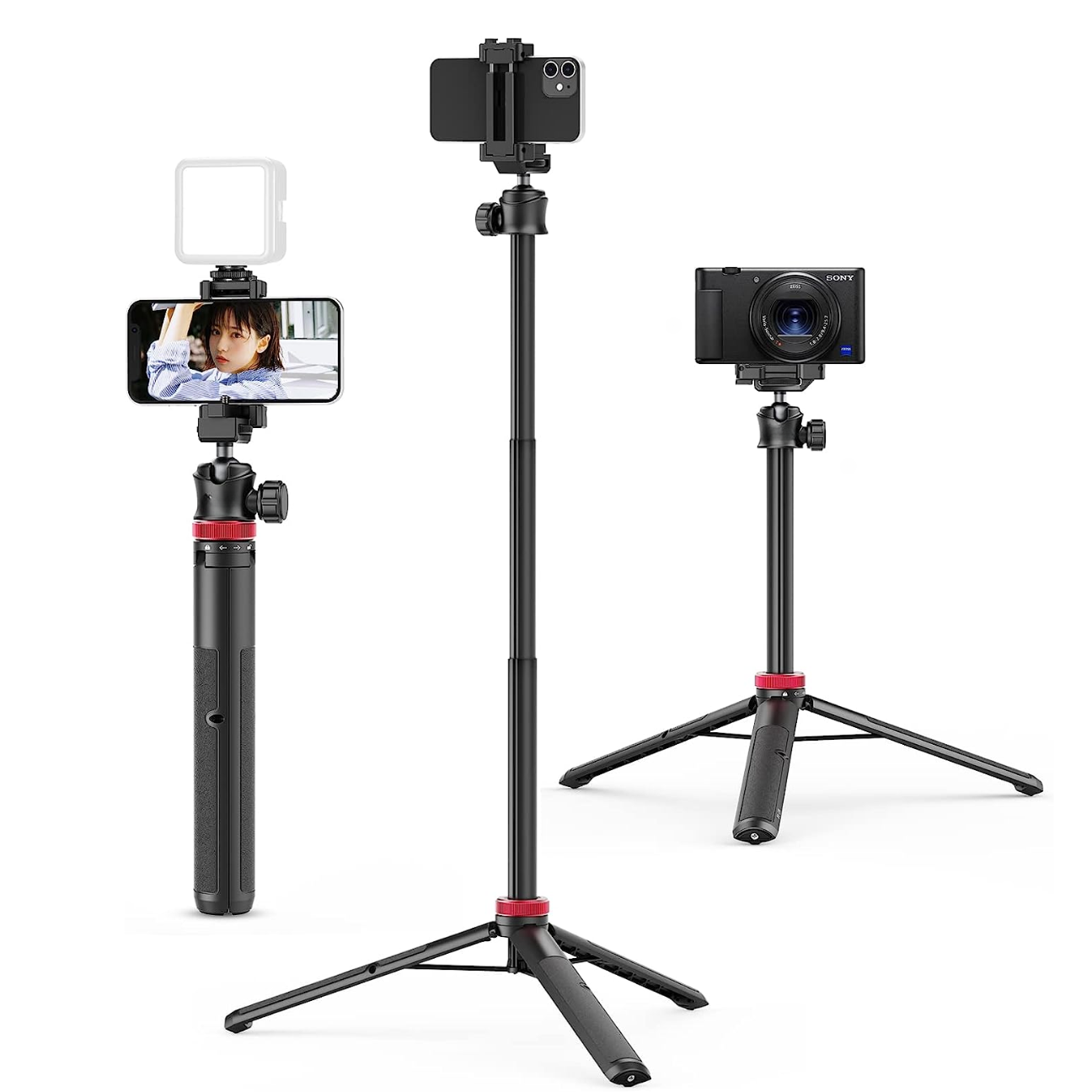 GXCT MT-44 Extendable Phone Tripod with Adjustable Height and Versatile Mounting Options