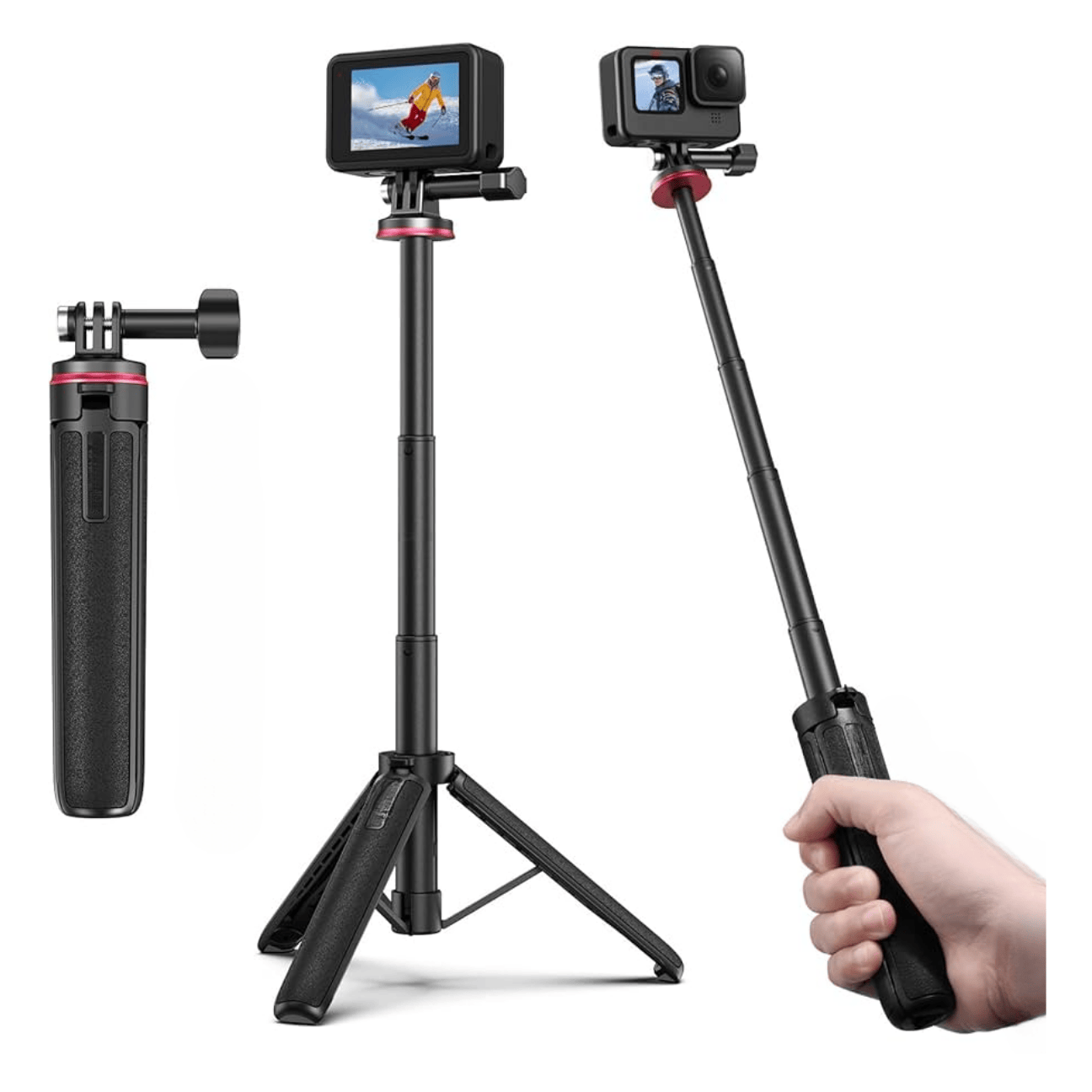 GXCT MT-72 Action Camera Tripod with Adjustable Height and Handheld Monopod Feature