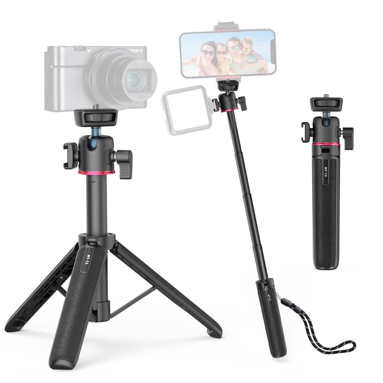 GXCT MT73 Tripod Selfie Stick with Adjustable Height for Versatile Photography and Video Capture