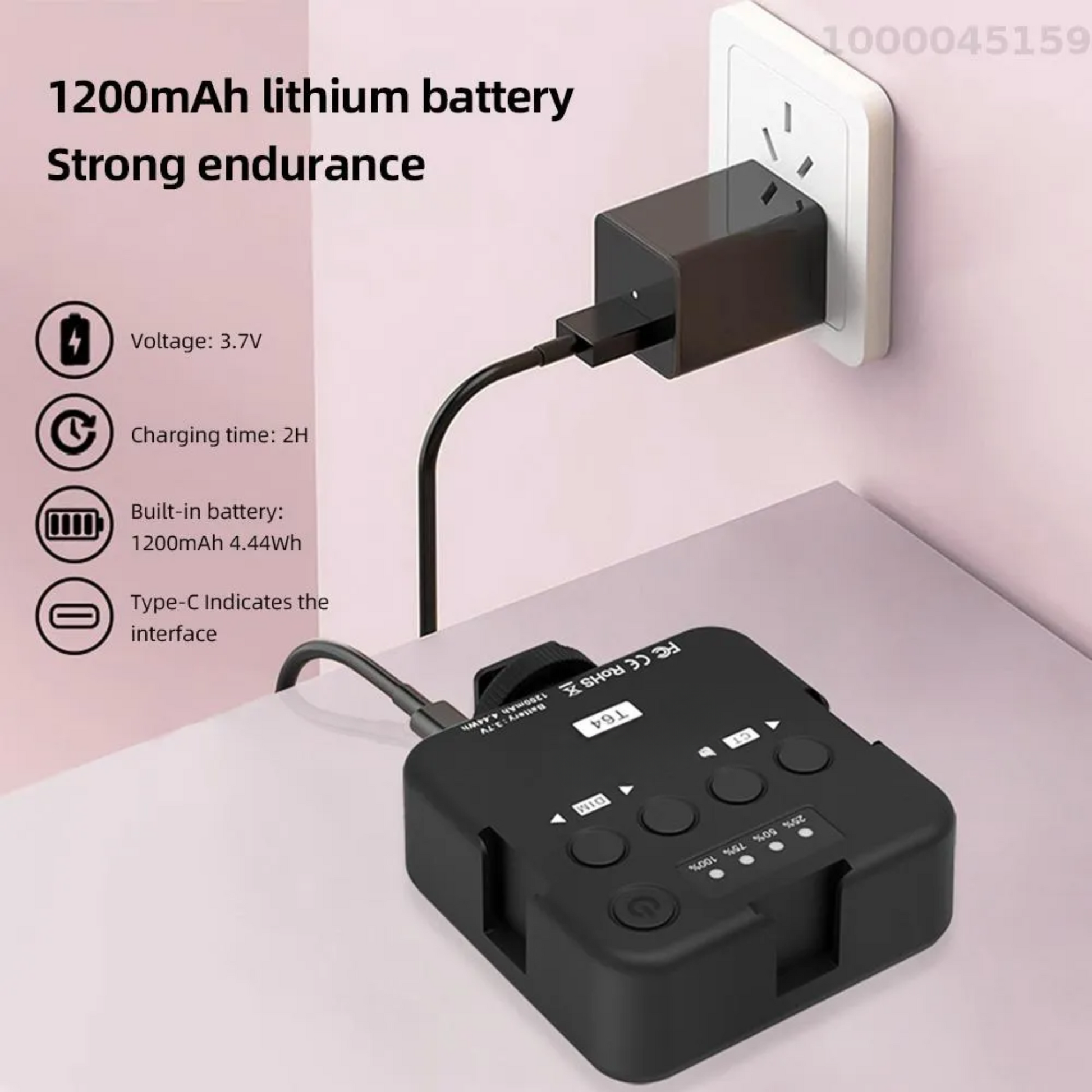 GXCT T64 Pocket LED Video Light with a 1200mAh lithium battery for strong endurance and USB-C charging